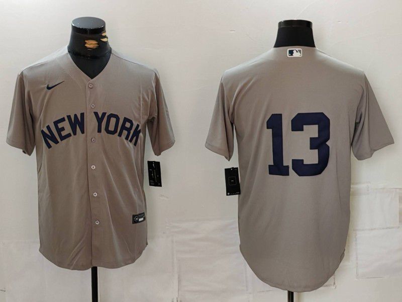 Men New York Yankees #13 No Name Grey Game 2024 Nike MLB Jersey style 814